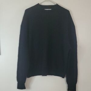 SecondSkin Black Oversized Sweater Size Large Thin Lightweight Wool